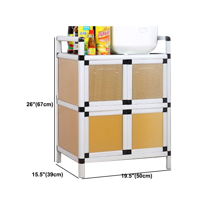 Modern Metal Sideboard Tempered Glass Doors Cabinets Server for Dining Room