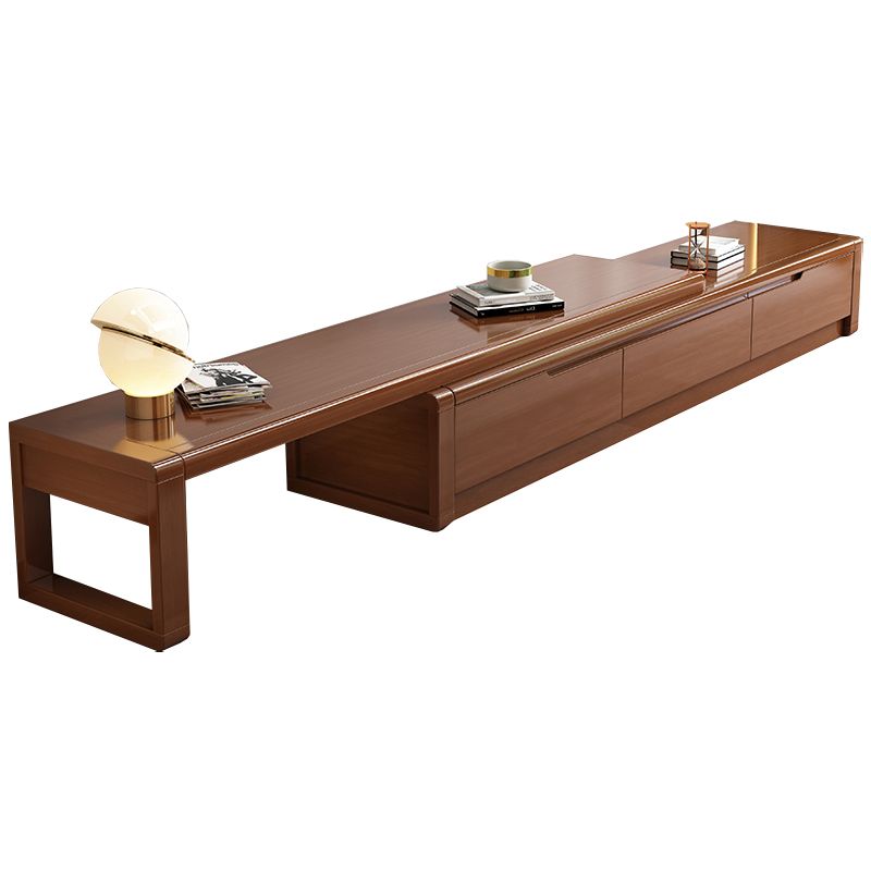 Rubberwood TV Stand Console Traditional TV Console with Drawers