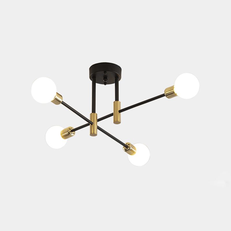 Nordic Style Black Ceiling Light Ball Shape Glass Shade Ceiling Lamp for Living Room