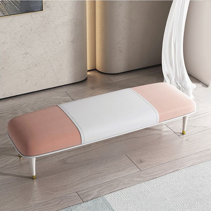 Modern Upholstered Bench, 17"H Bedroom Seating Bench with Solid Wood Legs