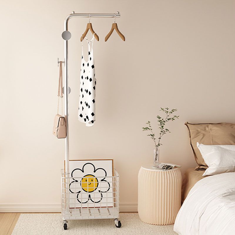 Modern Coat Hanger Hall Stand Hooks Castors Metal Hall Tree in Bedroom