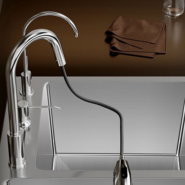 Contemporary Style Kitchen Sink Stainless Steel Double Kitchen Sink