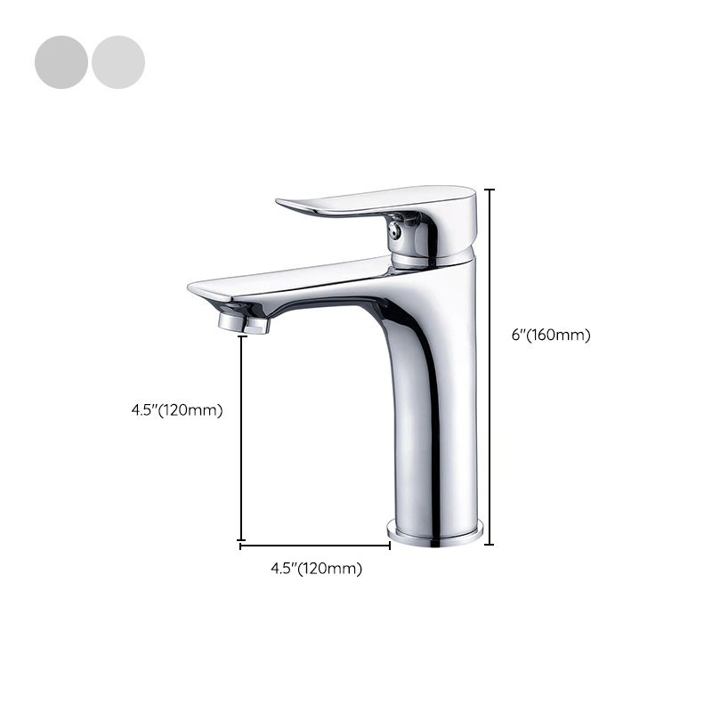 Basic Metal Sink Faucet Silver Bathroom Faucet with Lever Handle