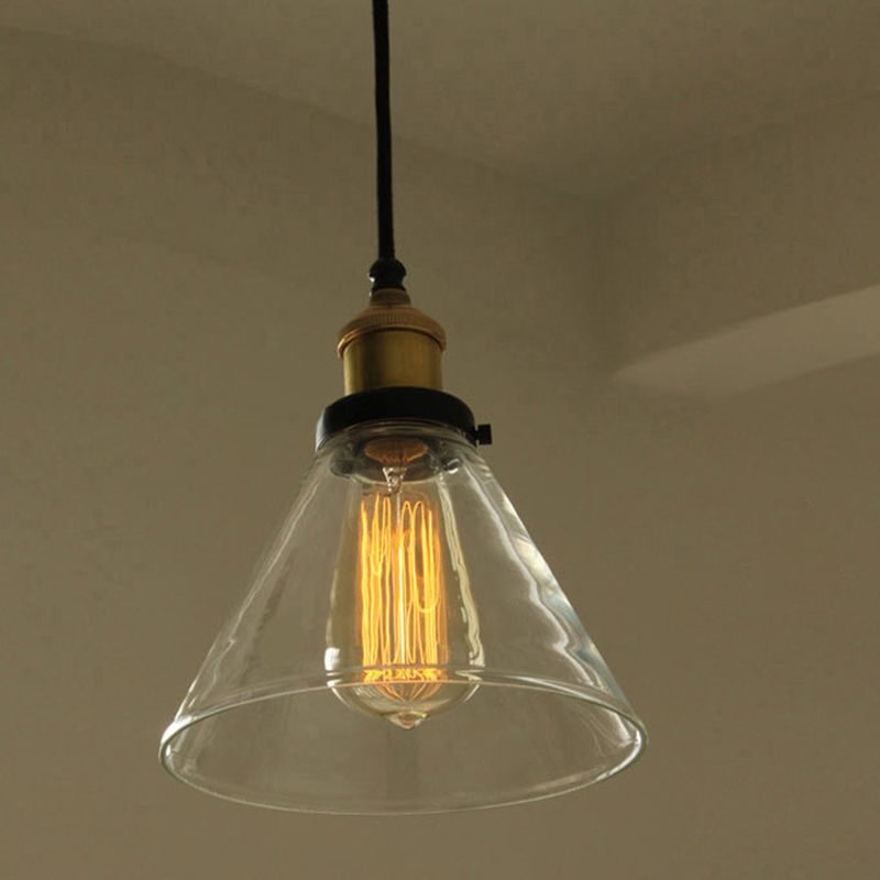 1 Light Hanging Light Fixtures Industrial Style Glass Ceiling Light for Restaurant