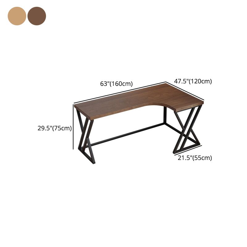 L-Shape Industrial Office Desk  Solid Wood Fixed Writing Table