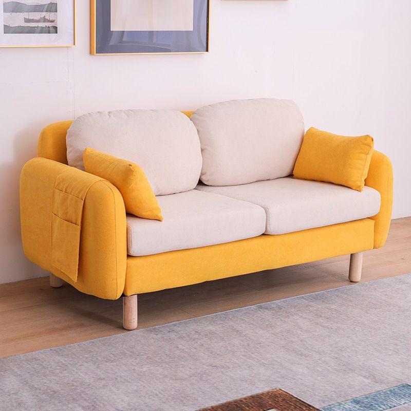 Contemporary Square Arm Sofa Linen Standard Sofa for Living Room, Apartment