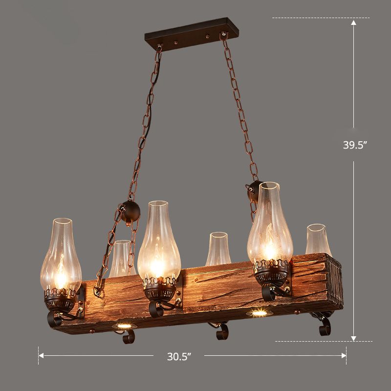 Nautical Style Lantern Chandelier Lamp Wooden Ceiling Pendant Light for Restaurant