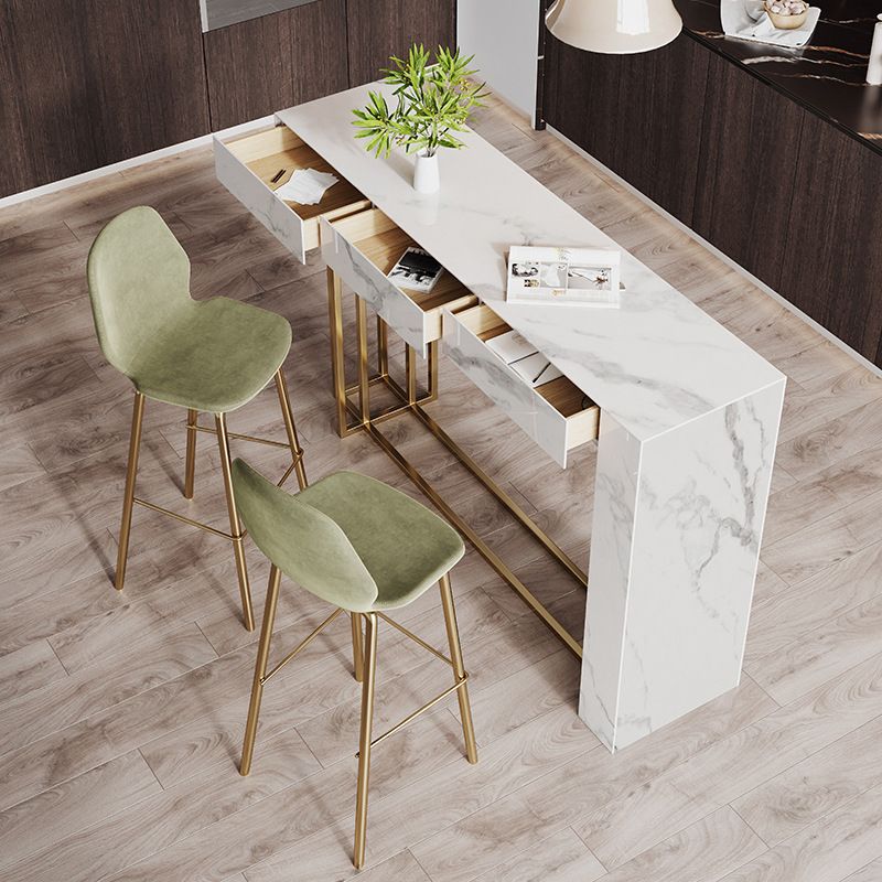 Nordic Glam Sintered Stone Table Rectangle Bar Counter Table for Home