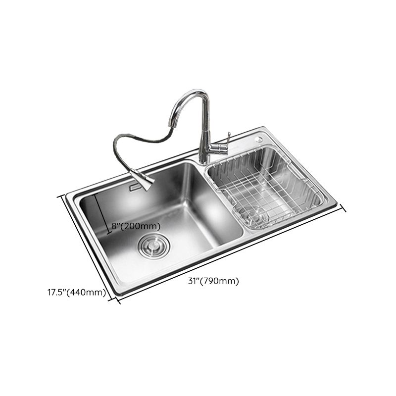 Stainless Steel Kitchen Double Sink Drop-In Kitchen Sink with Drain Assembly