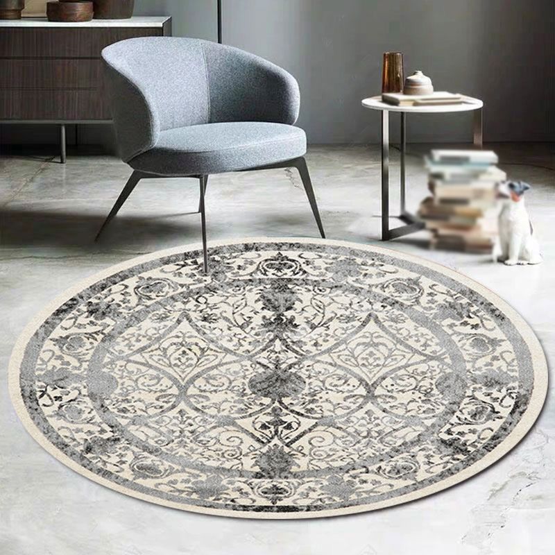 Tapis rond antique rétro à imprimé floral tapis intérieur Polyester tapis de support sans glissement pour salon