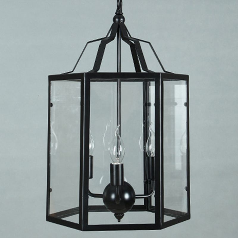 Industrial Candle Chandelier Hanging Light Fixture Metal Ceiling Light Fixture in Black