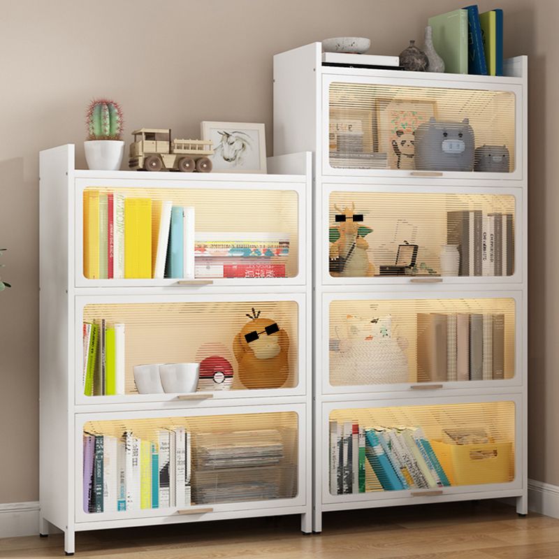 Glam Engineered Wood Bookcase White Standard Shelf with Door