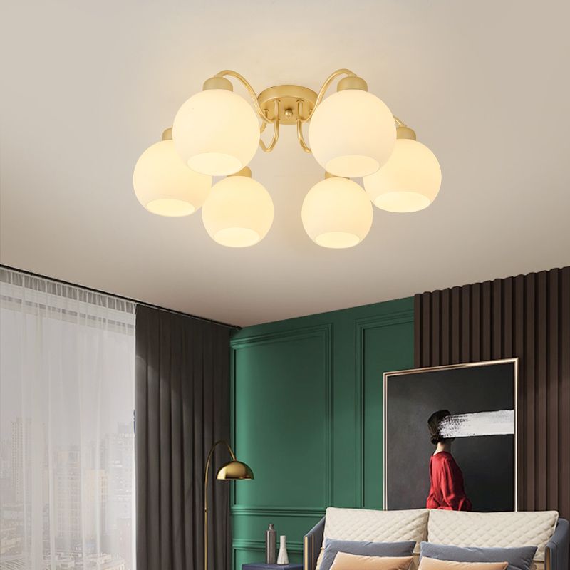 Nordic Style Golden Ceiling Light Ball Shape Shade Ceiling Lamp for Living Room