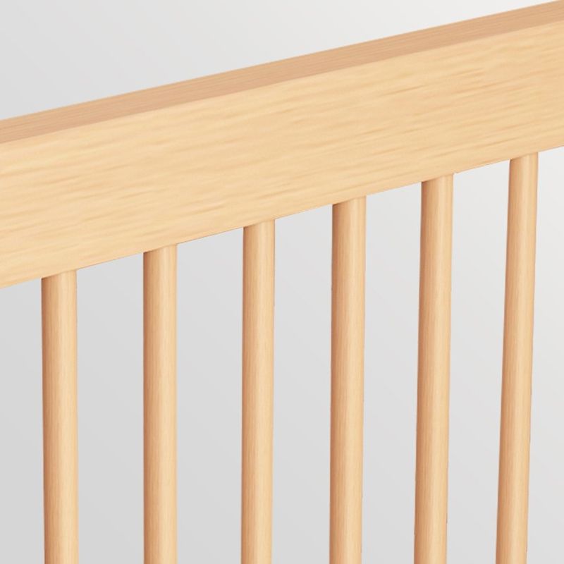 Natural Beech Panel Bed Solid Wood Standard Bed with Guardrails