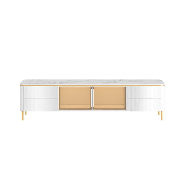 Modern TV Stand White TV Console with Drawers for Living Room