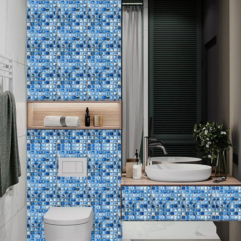 Gradient Blue Mosaics Wallpaper Panels 10 Pcs Tiles Modern Self Sticking Wall Decor for Home