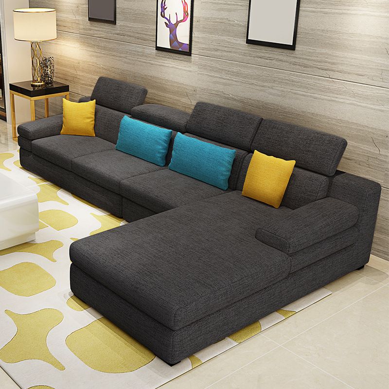 Scandinavian L-Shape Sectional with Pillow Top Arm for Four People