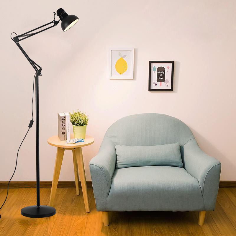 Metallic Dome Shade Task Floor Lamp Modernism Style 1 Head Adjustable Black/White Floor Light for Living Room