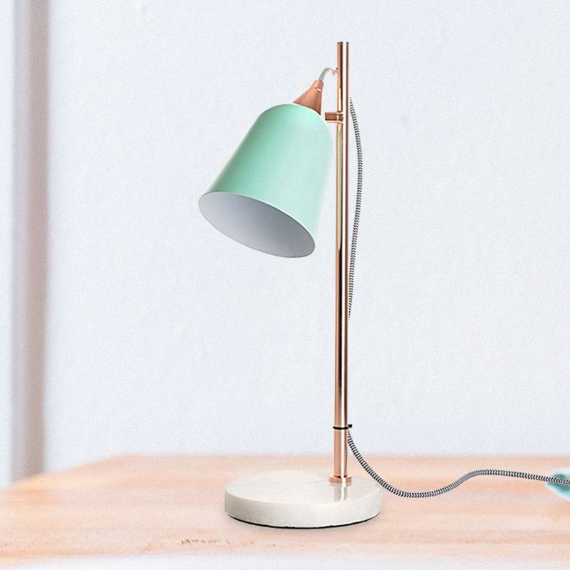 Gray/Pink Cup Shaped Desk Lighting Nordic Style 1 Bulb Metal Desk Lamp with Marble Base for Study Room