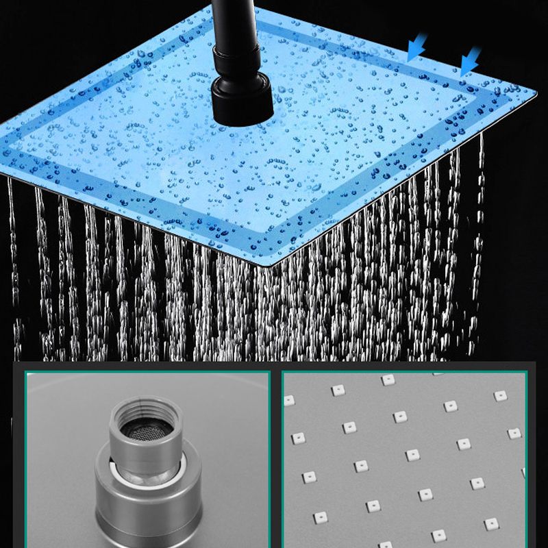 Rectangle Grey Shower Head Combo Standard Spray Pattern Showerhead