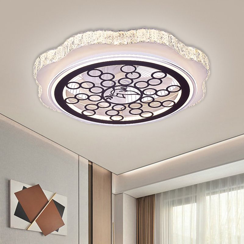 Sunflower/Plum Blossom/Star Patrón colgante Luz de ventilador Modernos de corte rectangular de 23.5 "W LED White Semi-Flush Monte