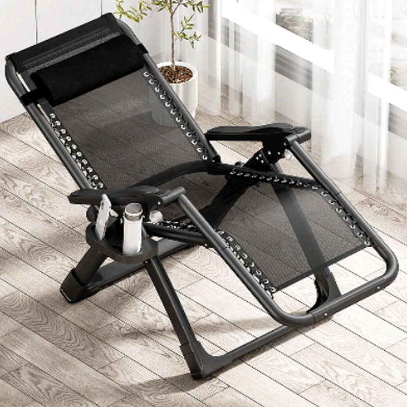 Contemporary Recliner Chair with Position Lock Back in Black/silver Base