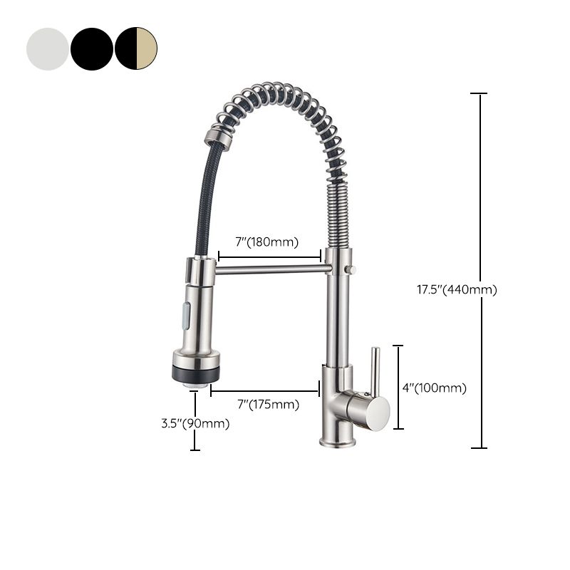 Brass Spring Spout Kitchen Faucet with Single Handle Kitchen Faucet with LED Lighting