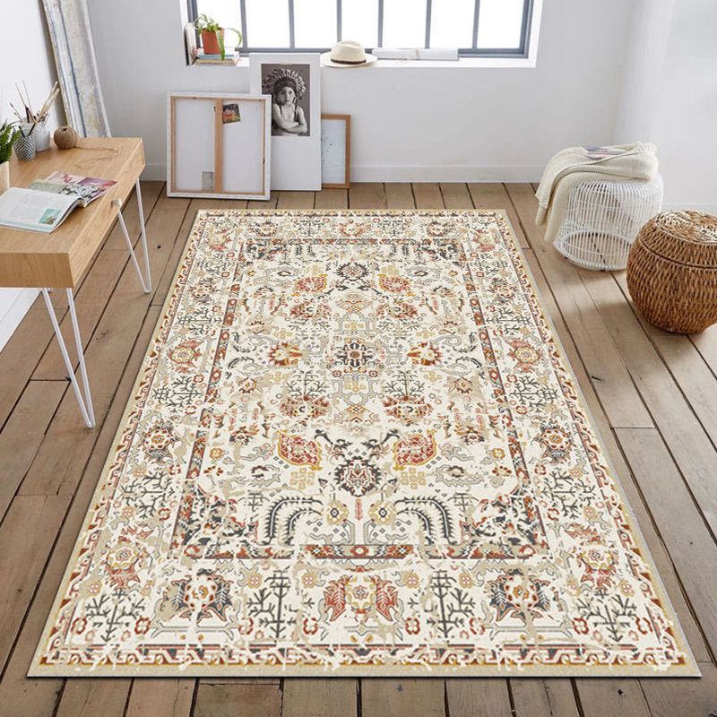 Persian Geometric Pattern Rug Multicolored Synthetics Area Rug Non-Slip Backing Easy Care Indoor Rug for Decor