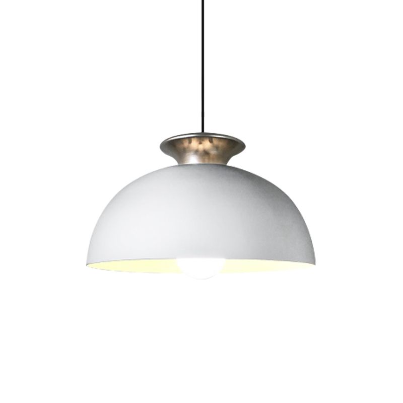 Lampada a ciondolo a cupola in alluminio Style Nordic 1 Snack Bar Light Suspension in grigio/bianco