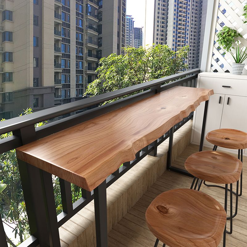 Pine Wood Bar Dining Table Modern Bar Table with Sled Base for Milk Tea Shop