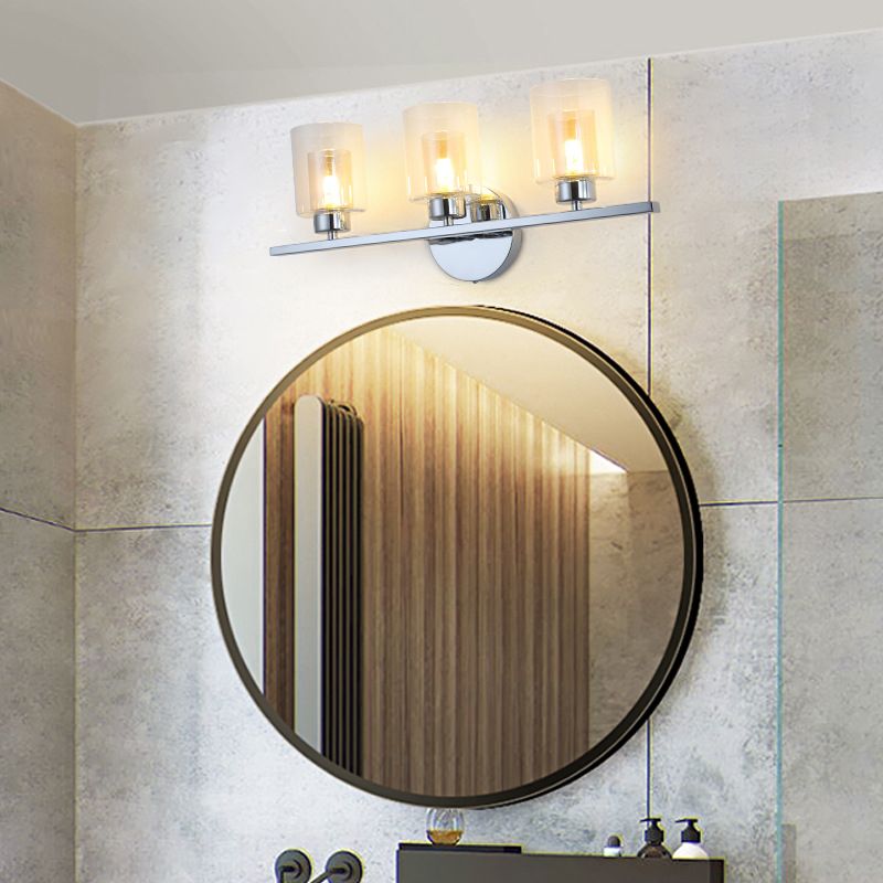 Modern Mirror Front Light 3 Lights Vanity Light with Glass Shade for Bathroom