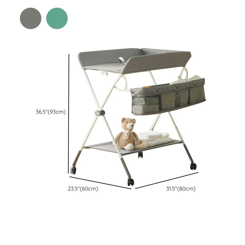 Modern Metal Changing Table with Pad Safety Rails Baby Changing Table