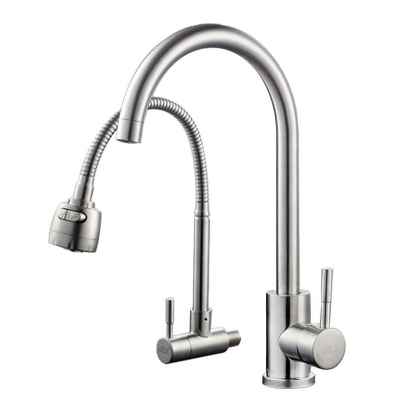 Stainless Steel Kitchen Faucet Single Handle Gooseneck Faucet