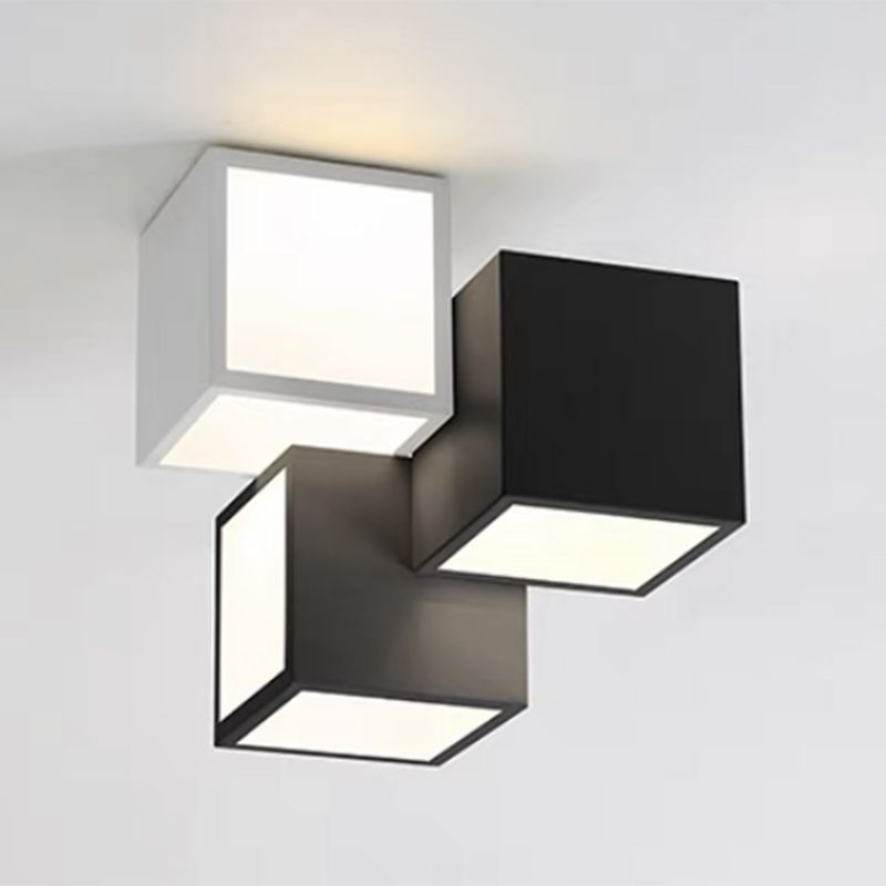 Square Shape Flush Mount Modern Style Acrylic 1 Light Flush Light in White/Black