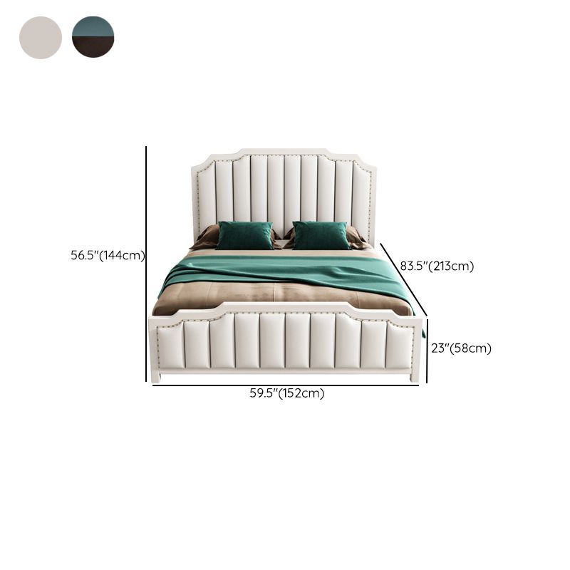 French Style Upholstered Stepped Platform Bed Foam Headboard Bed