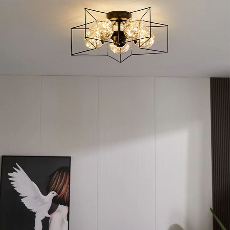 Star Shape Metal Flush Ceiling Light Modern 5 Lights Flush Mount Light Fixture