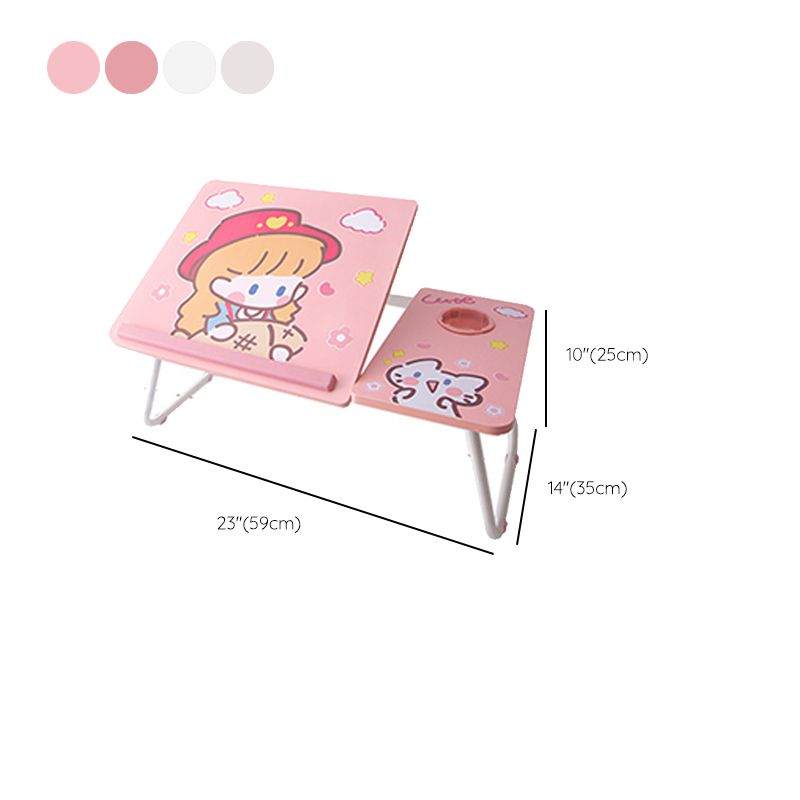 Metal and Wood Kid's Desk White and Pink Foldable Writing Desk for Home