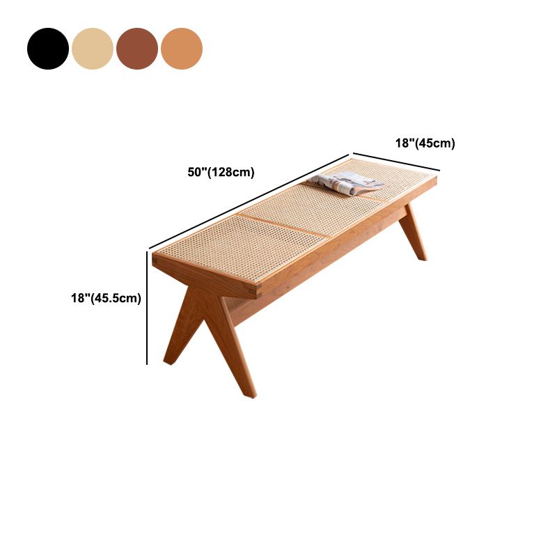 Modern Solid Wood Seating Bench Matte Finish Ottoman Bench with Legs