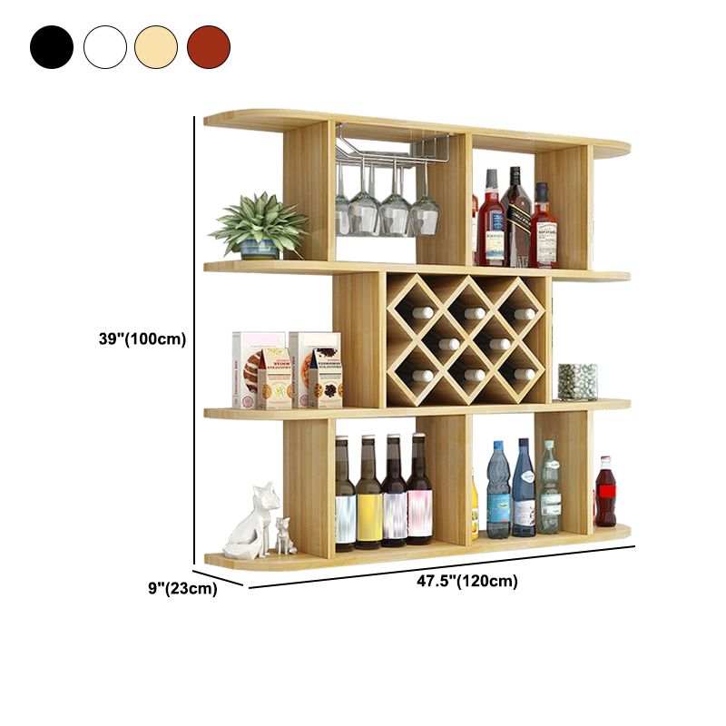 Wood Wall Mounted Modern Wine Rack Wine Stemware Holder for Kitchen