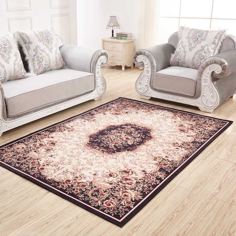 Victoria Flower Imprimer tapis Antique Comfort Polyester tapis sans glissement de support pour le salon