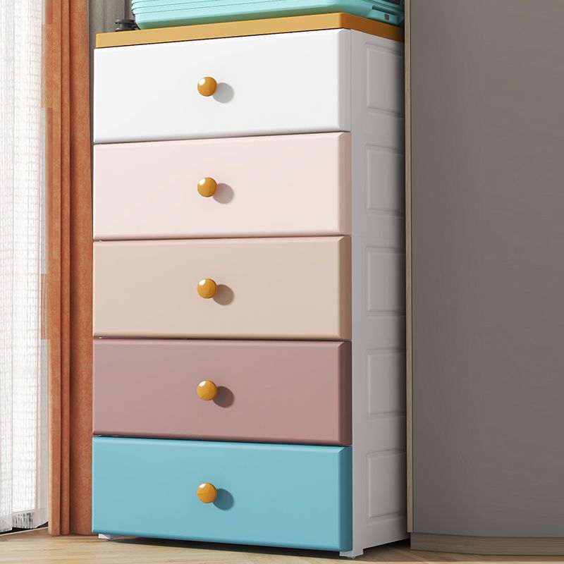 Modern Nursery Dresser Chest Plastic Kids Nightstand with 3/4/5/6/7 Drawers