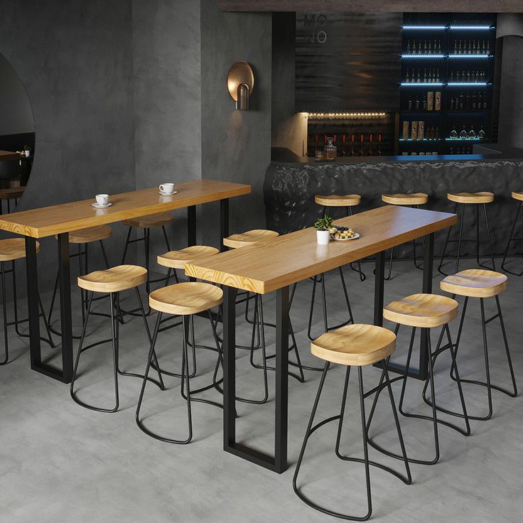 Pine Wood Bar Dining Table Modern Rectangle Bar Table for Milk Tea Shop