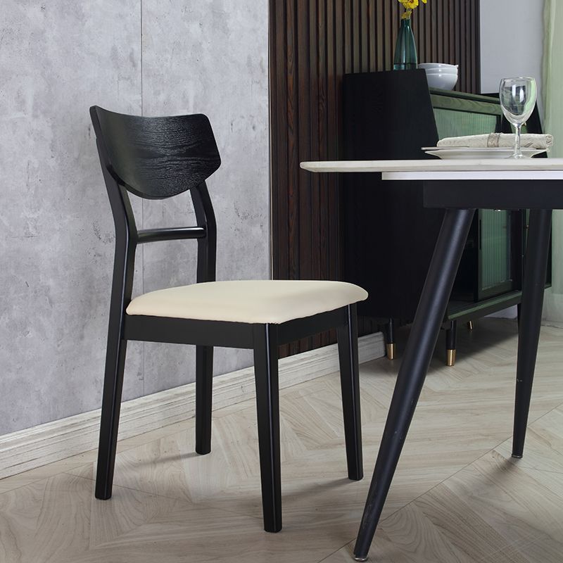 Industrial Ash Open Side Chair Matte Finish Wood Dining Chair