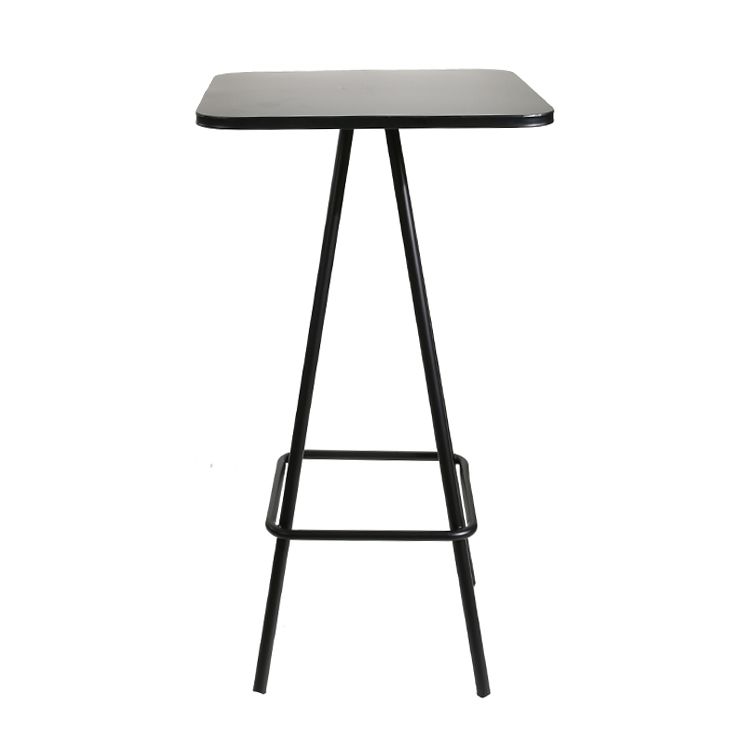 Industrial Square Iron Bar Table Set 1/2 Pieces Counter Table with Metal High Stools