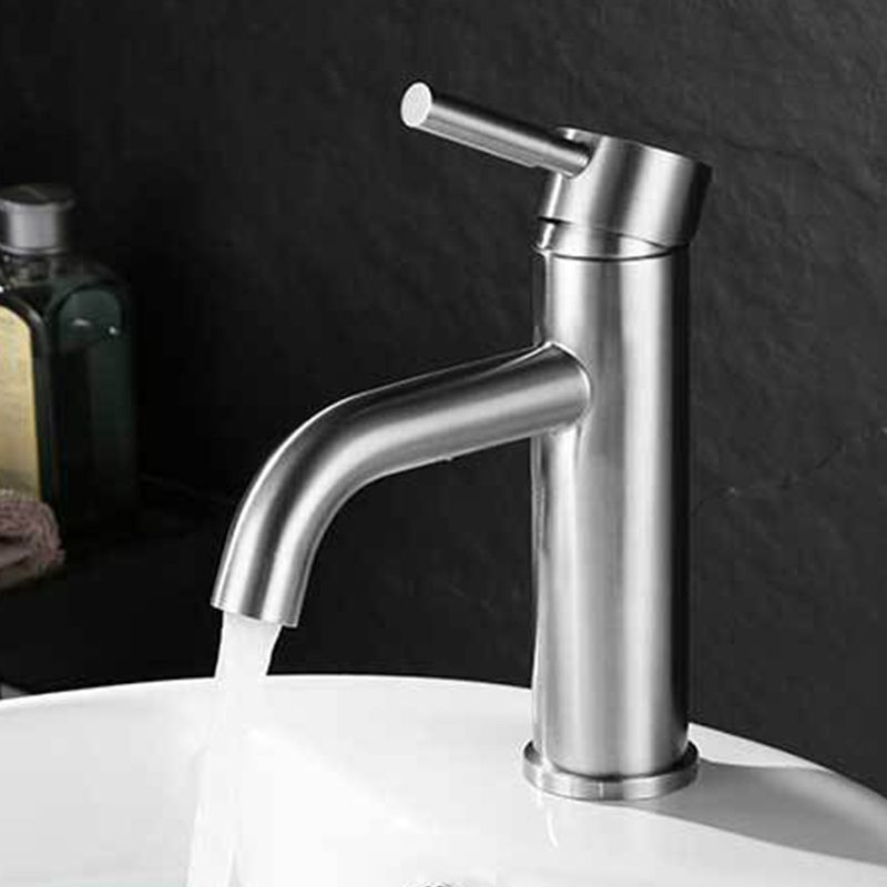 Modern Sliver Centerset Faucet Solid Color Bathroom Faucet with Lever Handle