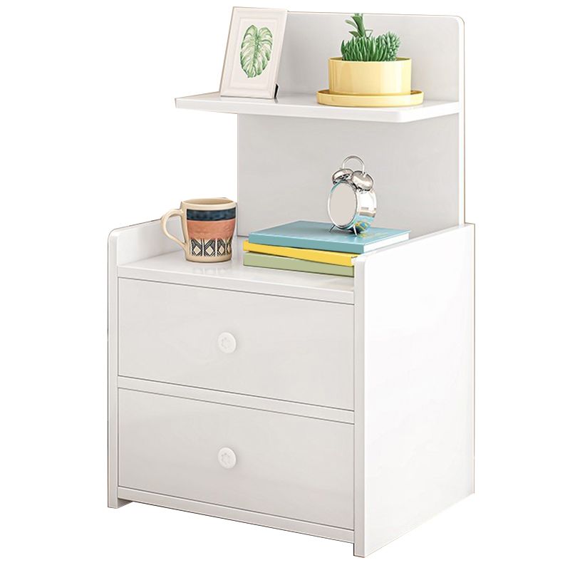 Modern Imitation Wood Nightstand Drawer Storage Open Storage Night Table