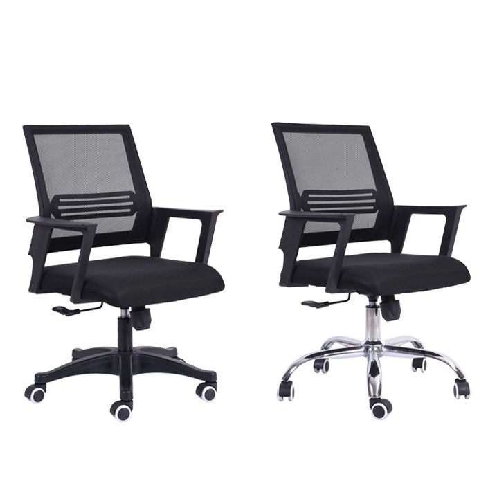 Contemporary Arm Chair Fixed Arms Mid-back Mesh Black Swivel Office Chair