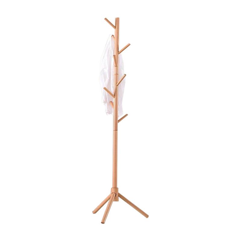 Solid Wood Entrance Hall Tree Modern Style Simple Home Floor Coat Rack