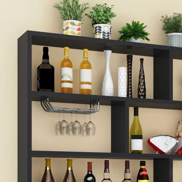 Manufactured Wood Wine Bottle Holder Modern Style Wall Mounted with Shelf