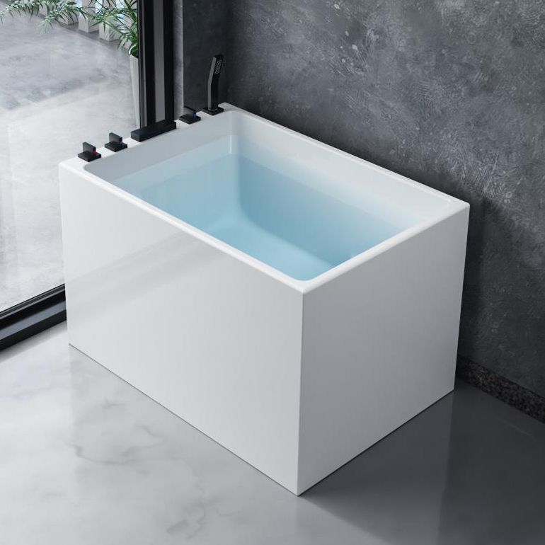 White Freestanding Bathtub Acrylic Soaking Rectangular Modern Bath